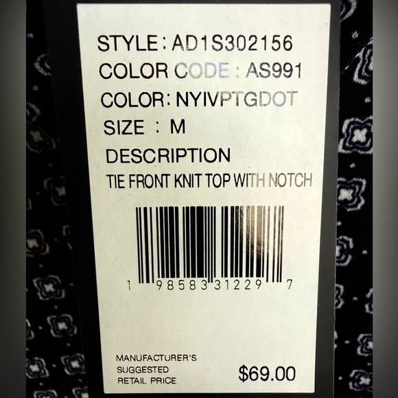 Adrianna Papell Tie-Front Knit Top Blouse  – NWT – Size M- Navy Blue - Picture 7 of 7